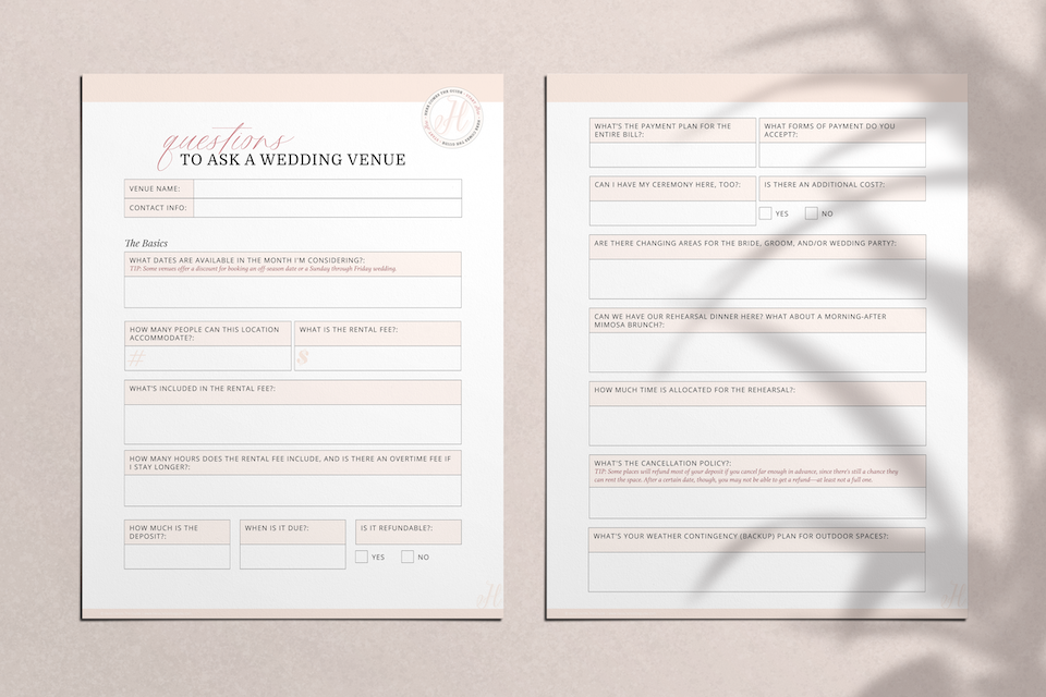 Questions To Ask A Wedding Venue