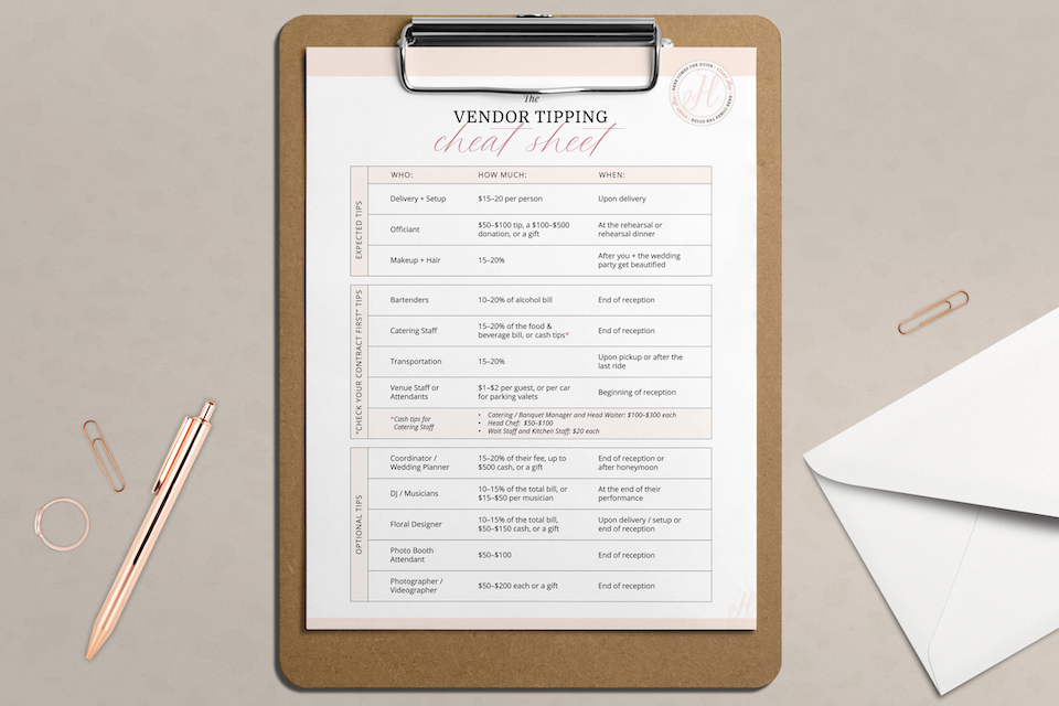The Wedding Vendor Tipping Guide