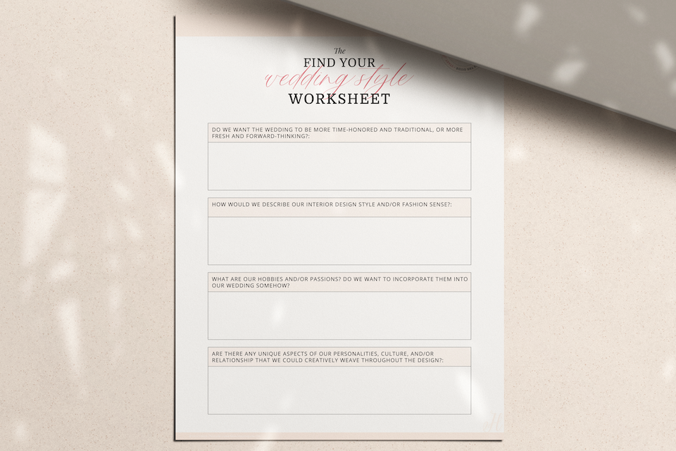The Find Your Wedding Style Worksheet